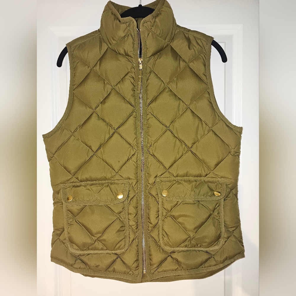 J.Crew Puffer Vest Olive Green Size Small